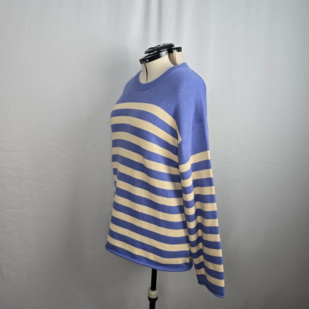 Heyson Tight Knit Sweater Women's L Purple & Light Cream Stripe Long Sleeve - Picture 4 of 16